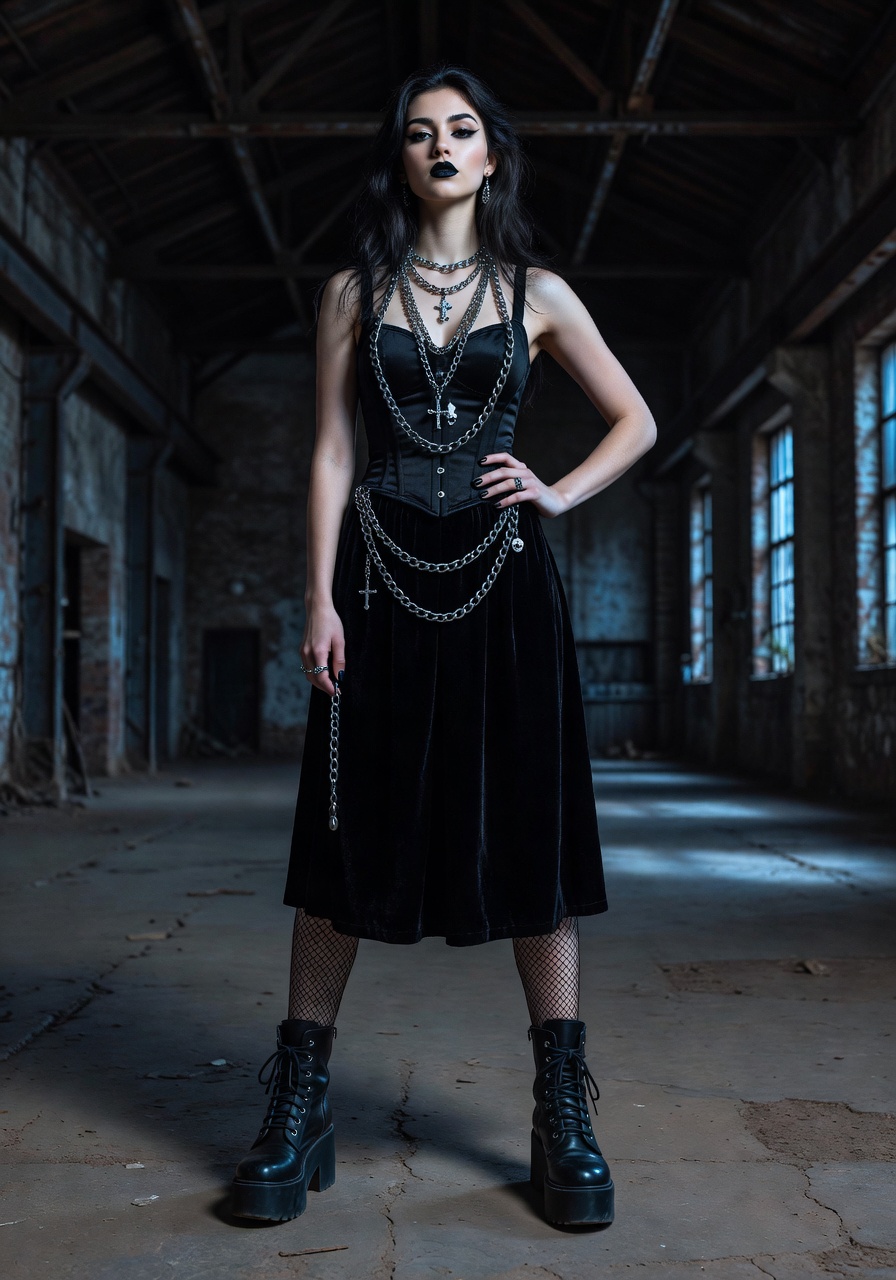 Modern goth with corset and chains