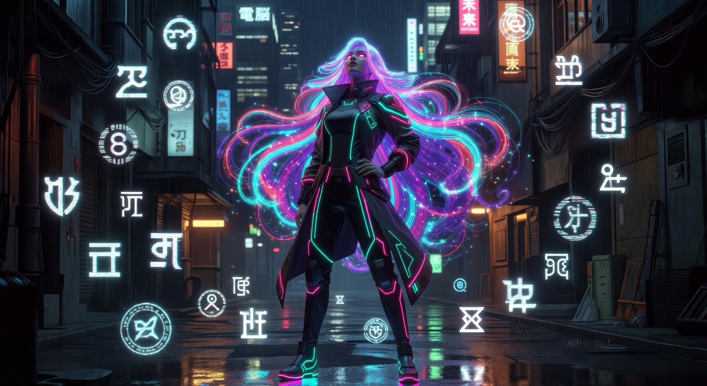 Full body anime Jill fiber optic hair cyberpunk outfit