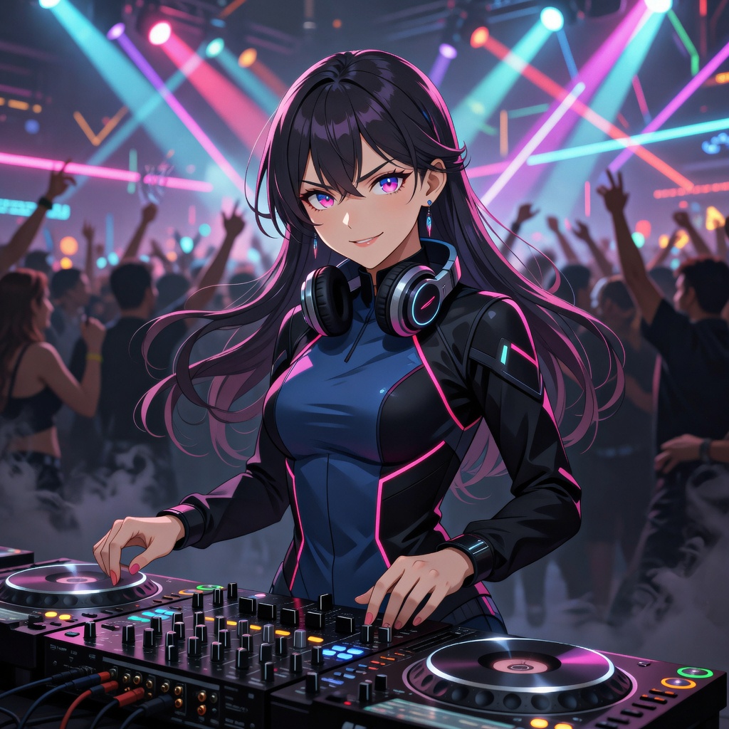 Jill DJing at club