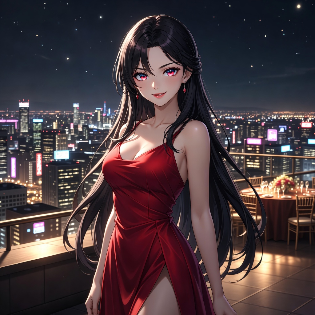 Jill in red evening gown