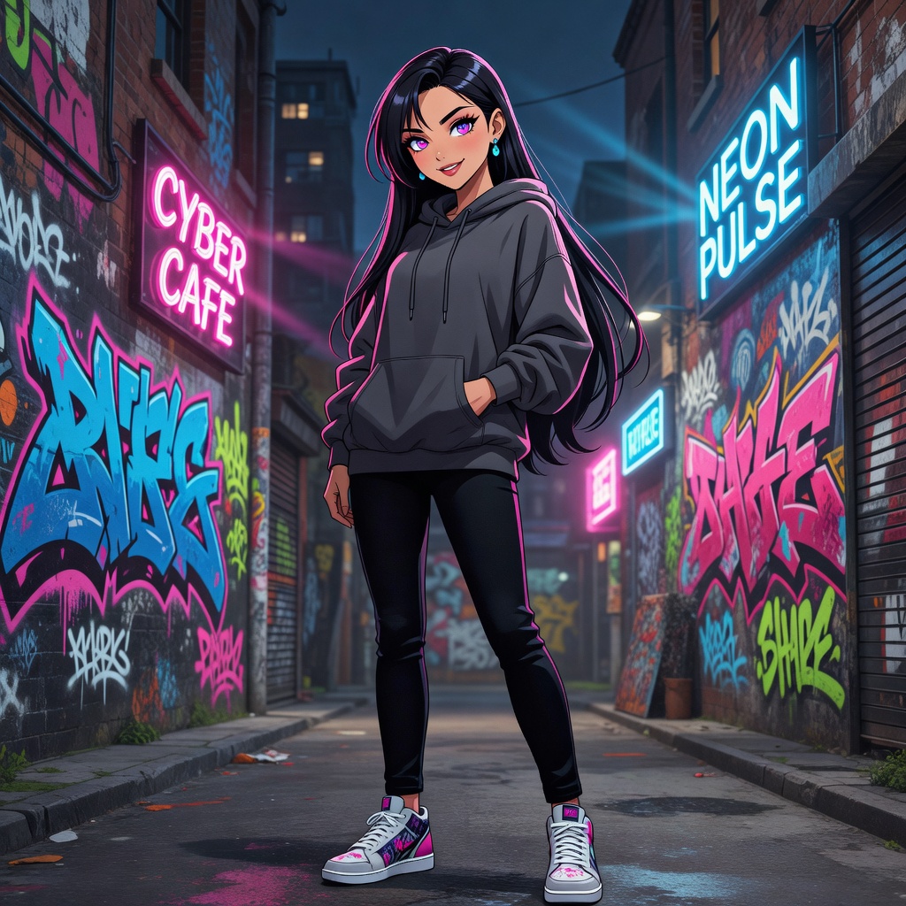 Jill in streetwear hoodie