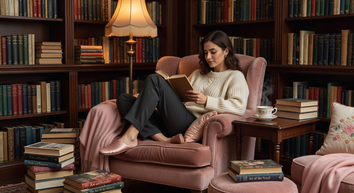 Jill in library nook