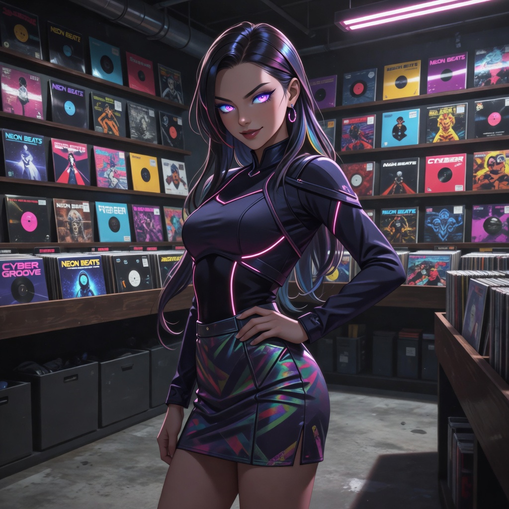 Jill in record store