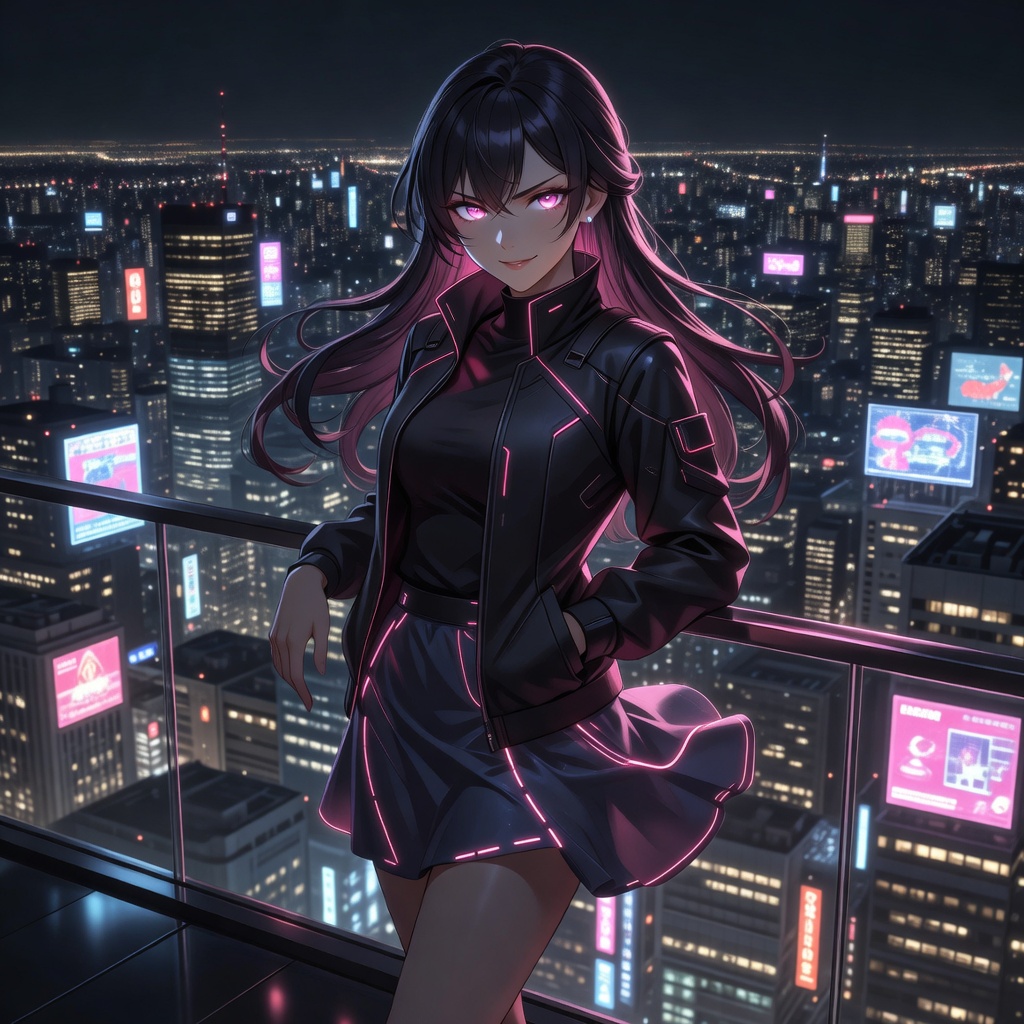 Jill on skyscraper balcony